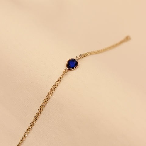 Safir Taşlı Minimal Bileklik