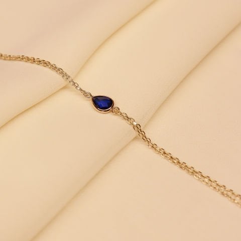 Safir Taşlı Minimal Bileklik