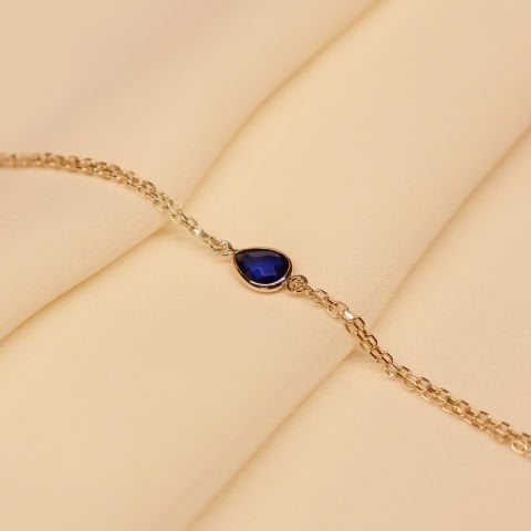 Safir Taşlı Minimal Bileklik