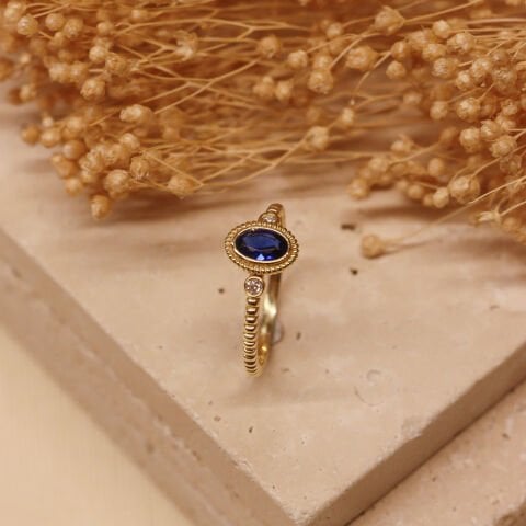 Vintage Safir Minimal Yüzük