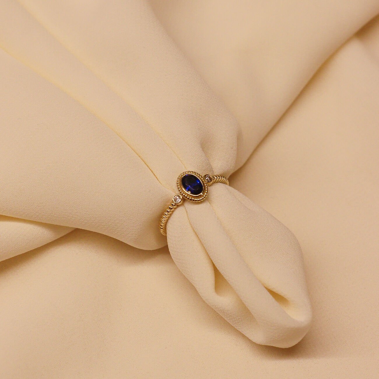 Vintage Safir Minimal Yüzük