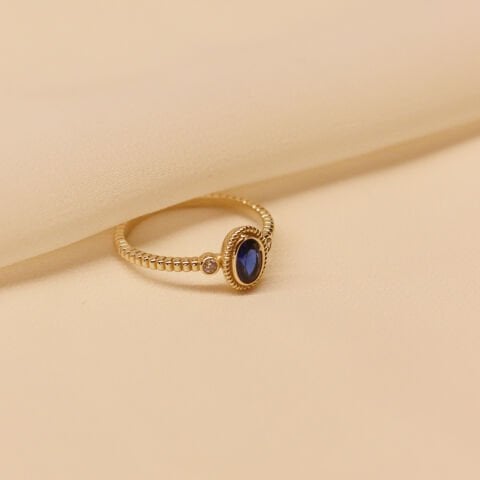 Vintage Safir Minimal Yüzük