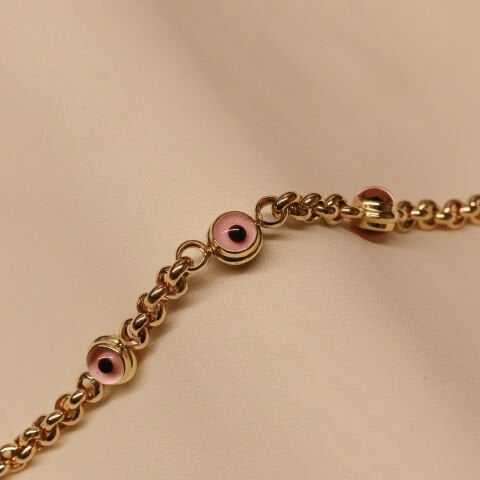 3 Pembe Sosyete Gözlü Modern Bileklik