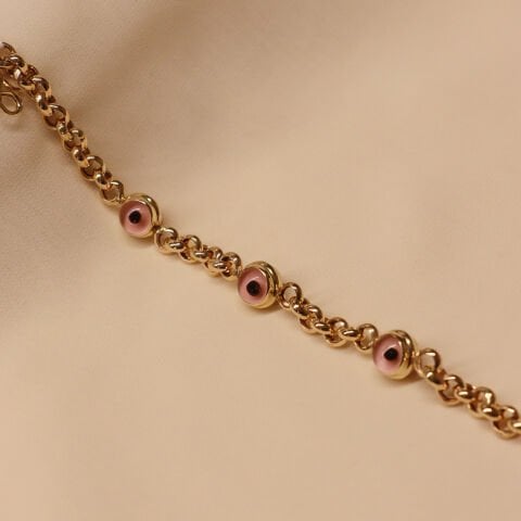 3 Pembe Sosyete Gözlü Modern Bileklik