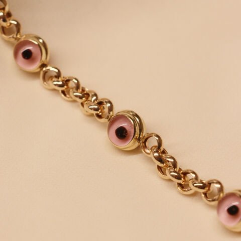 3 Pembe Sosyete Gözlü Modern Bileklik