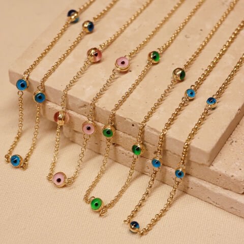 4 Mm Göz Boncuklu Modern Kolye