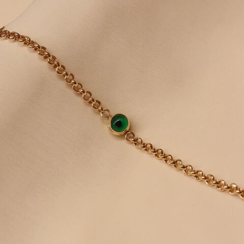 Tek Yeşil Gözlü Modern Bileklik