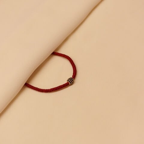 Oval Taşlı Bordo İpli Bileklik
