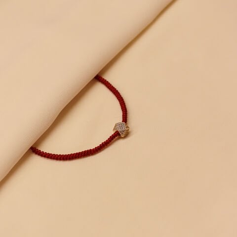 Geometrik Bordo İpli Bileklik