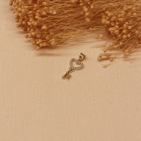 Kalp ve Anahtar Minimal Kolye Ucu