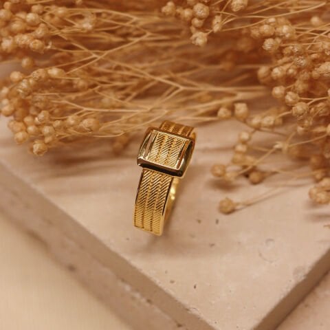 14 Ayar Trabzon Hasır Modern Yüzük