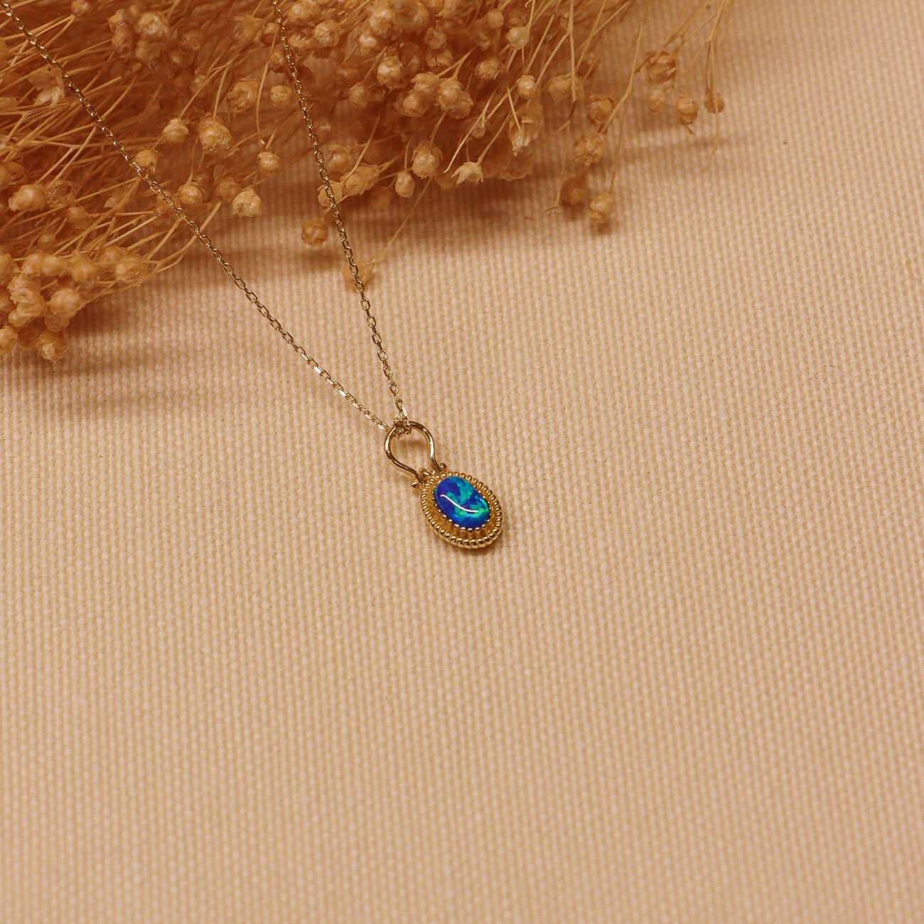 Mavi Opal Minimal Kolye