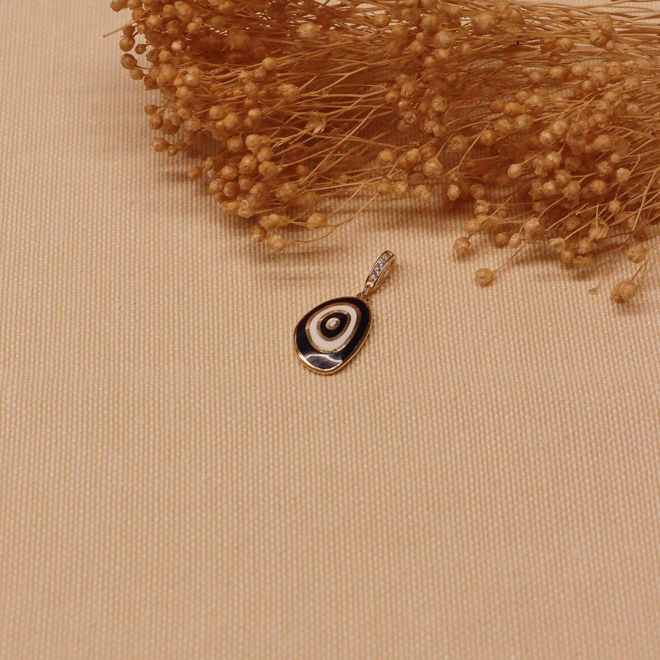 Lacivert Mineli Nazar Modern Kolye Ucu