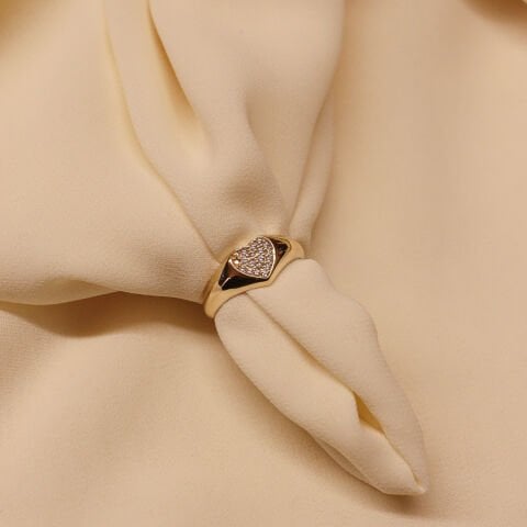 Taşlı Kalp Modern Yüzük