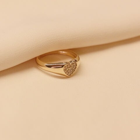 Taşlı Kalp Modern Yüzük
