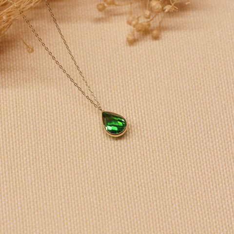 Yeşil Drop Minimal Kolye