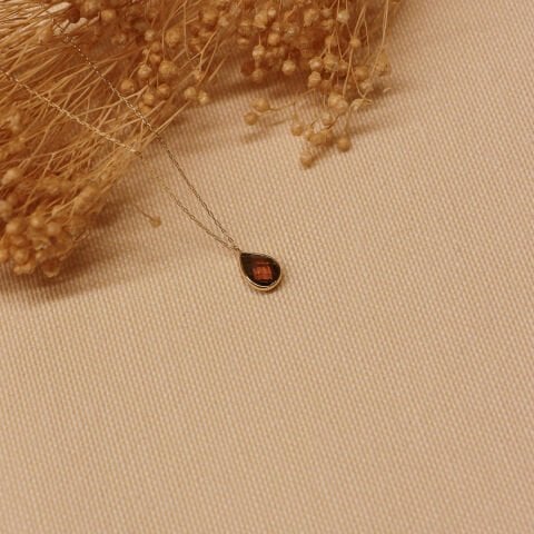 Kahve Drop Minimal Kolye