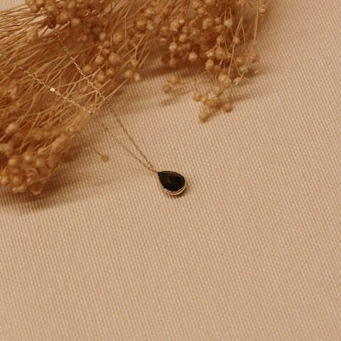 Siyah Drop Minimal Kolye