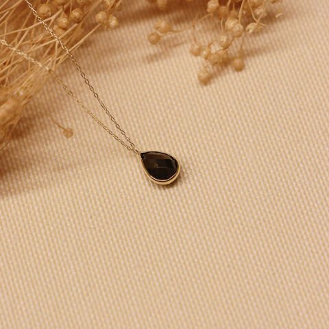 Siyah Drop Minimal Kolye