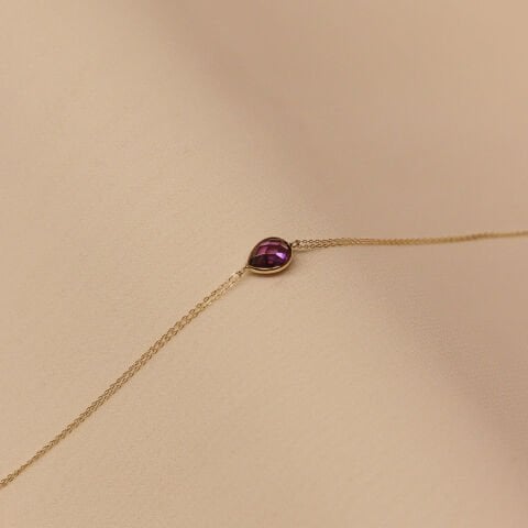 Mor Drop Minimal Bileklik
