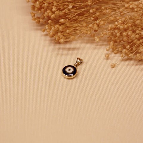 Çift Taraflı Mineli Göz Minimal Kolye Ucu
