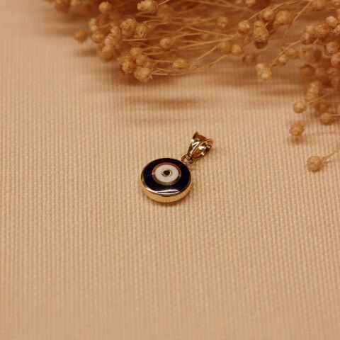 Çift Taraflı Mineli Göz Minimal Kolye Ucu