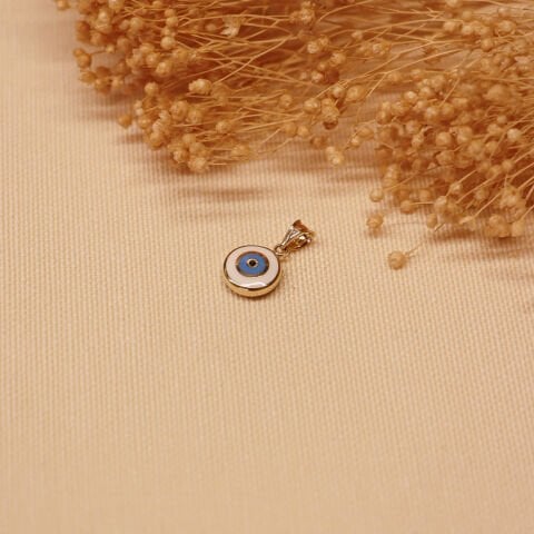 Çift Taraflı Mineli Göz Minimal Kolye Ucu