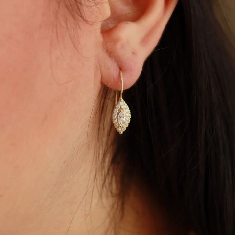 Markiz Taşlı Tel Küpe