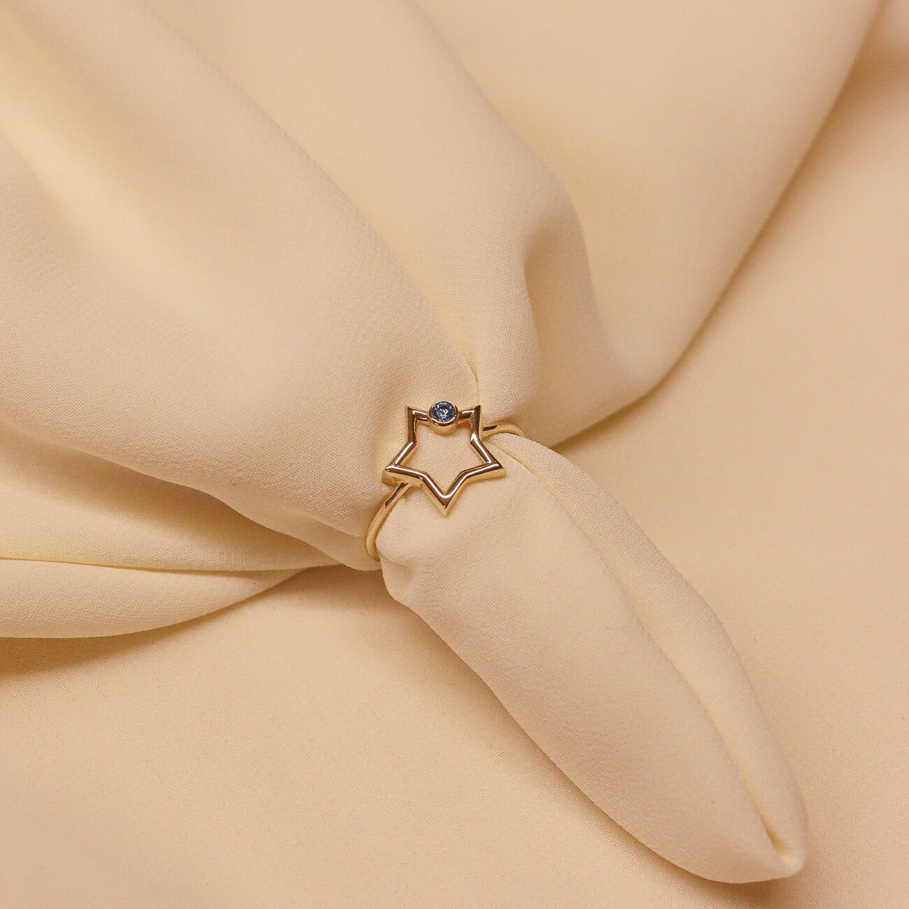 Aqumarine Yıldız Minimal Yüzük