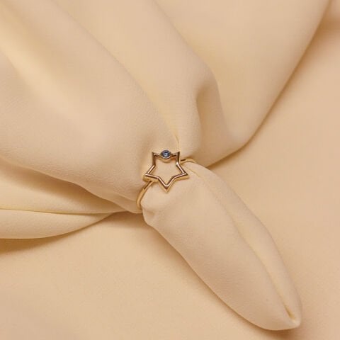 Aqumarine Yıldız Minimal Yüzük