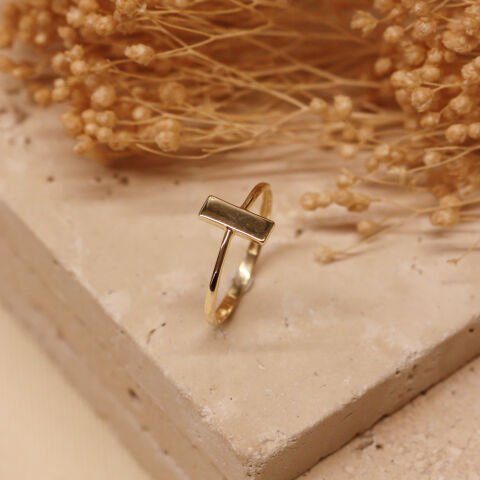 Dikdörtgen Plaka Minimal Yüzük