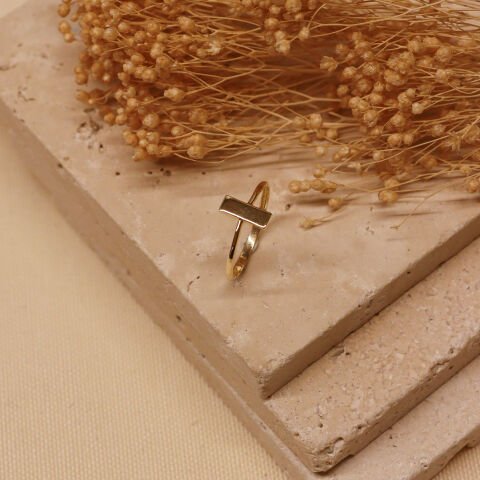 Dikdörtgen Plaka Minimal Yüzük