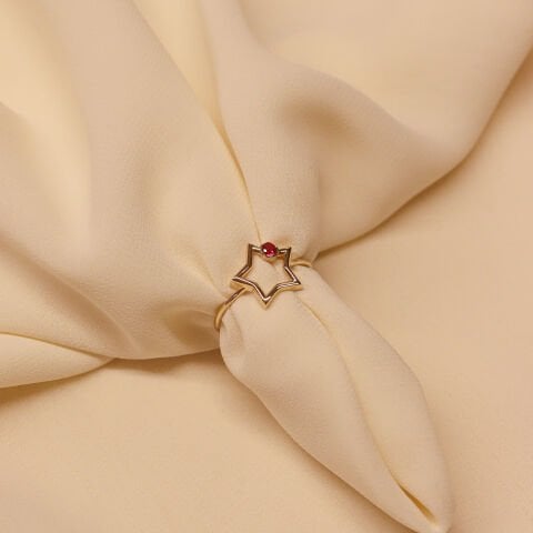 Yakut Yıldız Minimal Yüzük