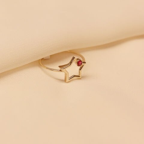 Yakut Yıldız Minimal Yüzük
