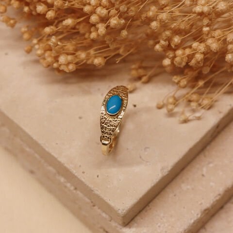 Firuze Plaka Minimal Yüzük