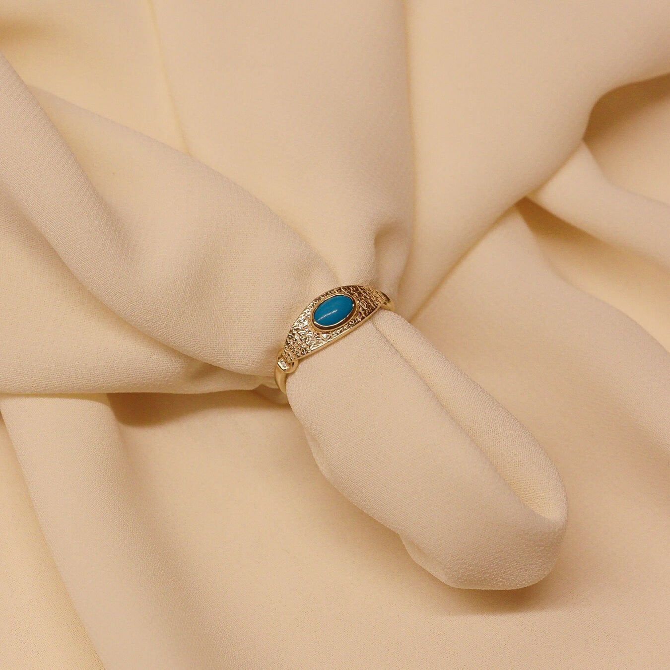 Firuze Plaka Minimal Yüzük