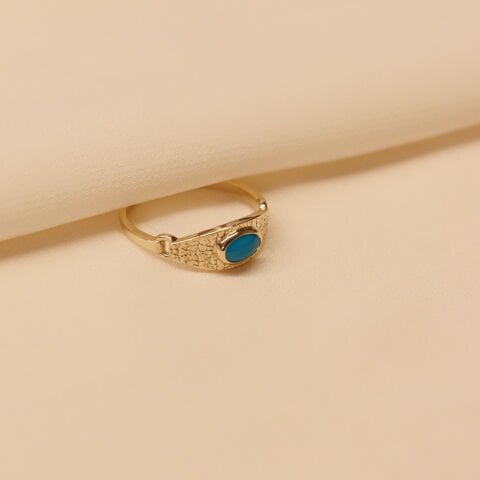 Firuze Plaka Minimal Yüzük