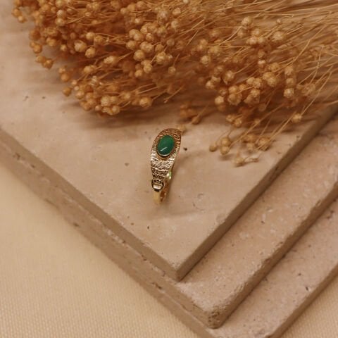 Yeşim Plaka Minimal Yüzük