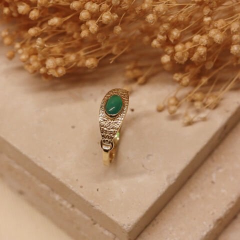 Yeşim Plaka Minimal Yüzük