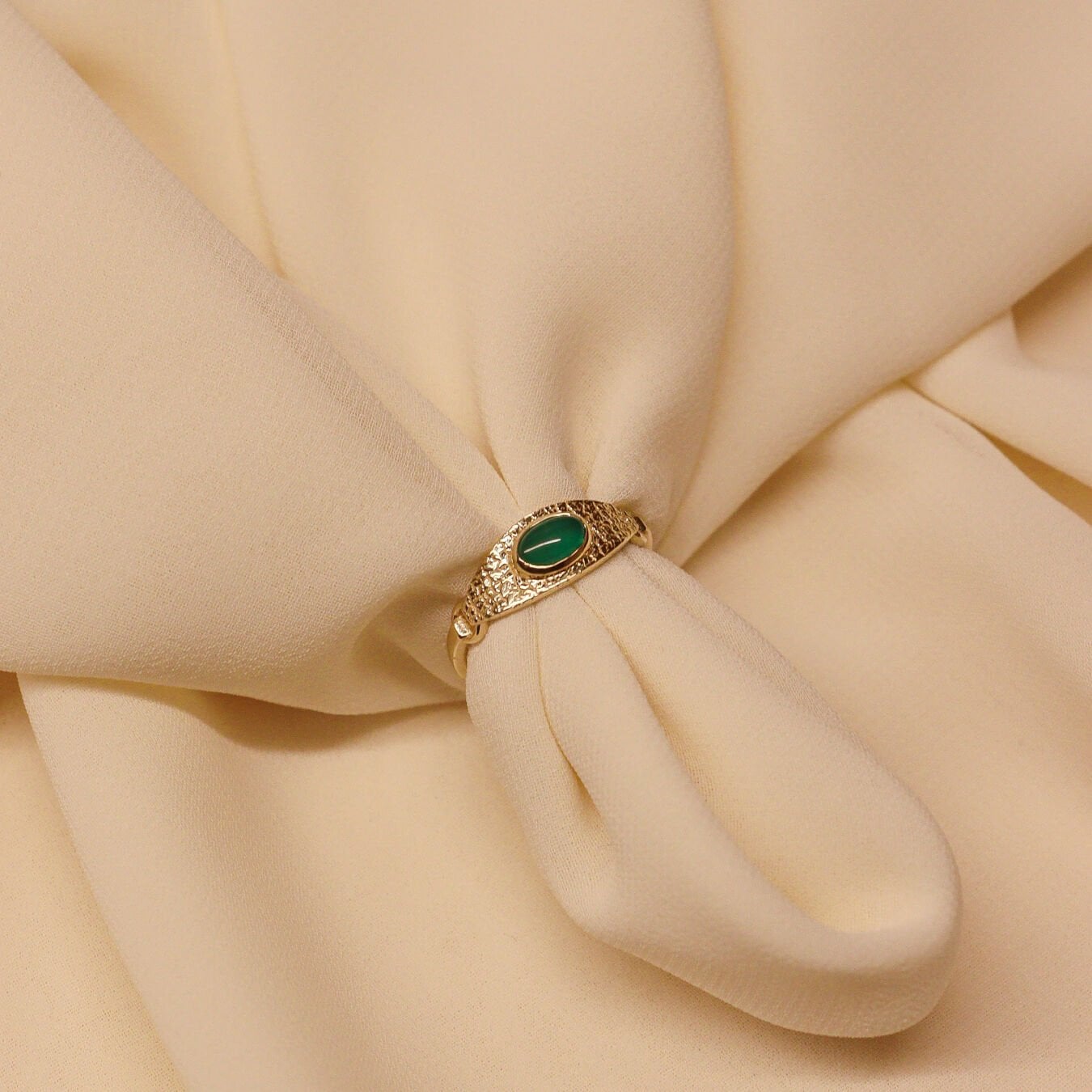 Yeşim Plaka Minimal Yüzük