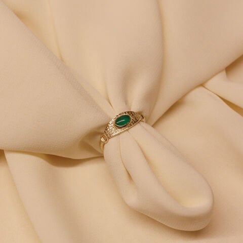 Yeşim Plaka Minimal Yüzük