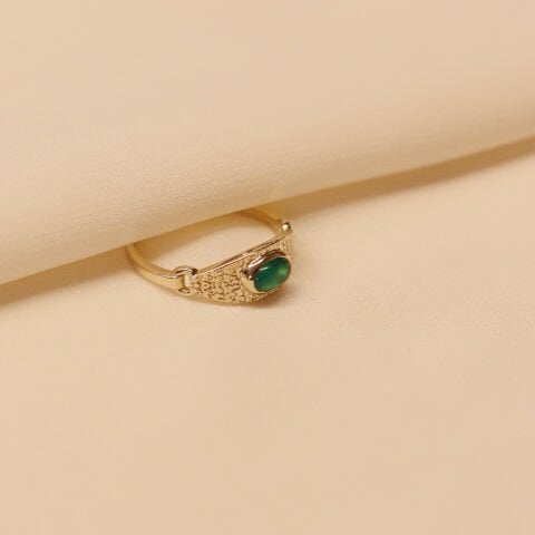 Yeşim Plaka Minimal Yüzük