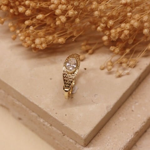 Taşlı Plaka Minimal Yüzük