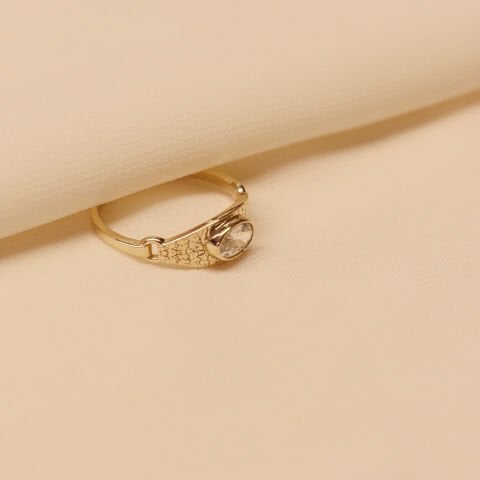 Taşlı Plaka Minimal Yüzük