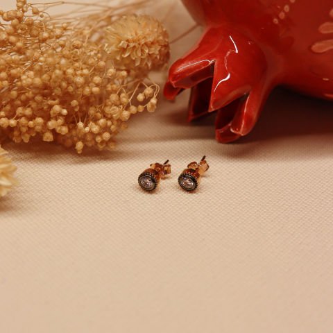 Elegance Sıvama Rose Tektaş Vidalı Küpe