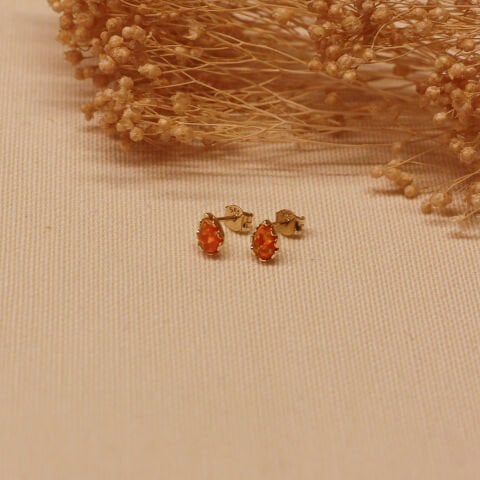 Orange Opal Vidalı Küpe