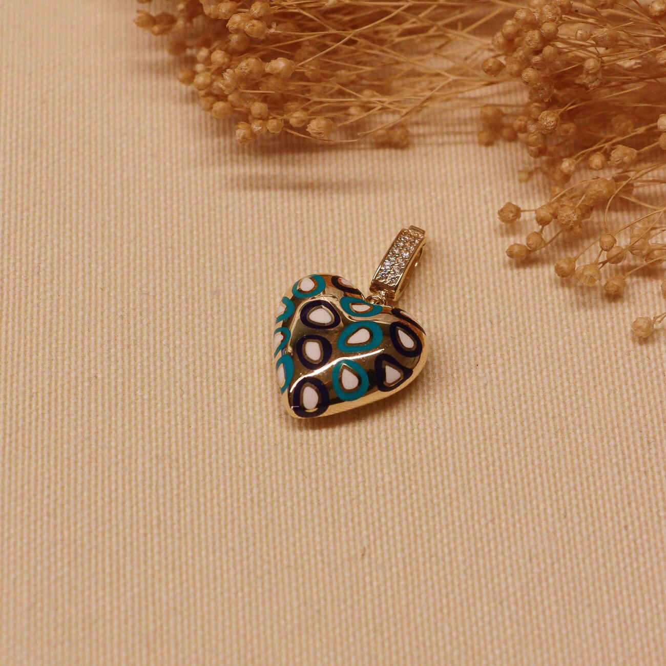 Mineli Kalp Charm Modern  Kolye Ucu