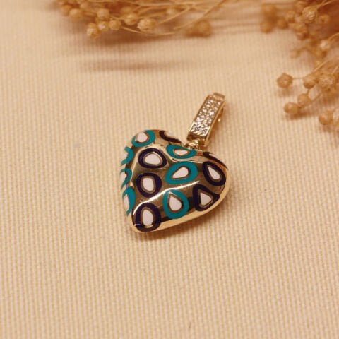 Mineli Kalp Charm Modern  Kolye Ucu