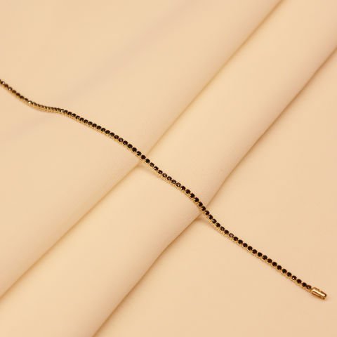 Siyah Swarovski Taşlı Su Yolu Modern Bileklik