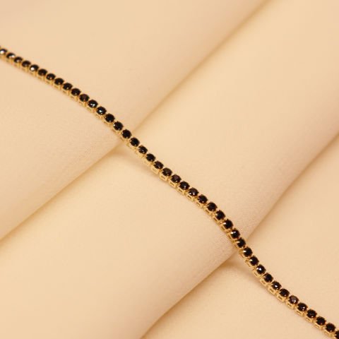 Siyah Swarovski Taşlı Su Yolu Modern Bileklik